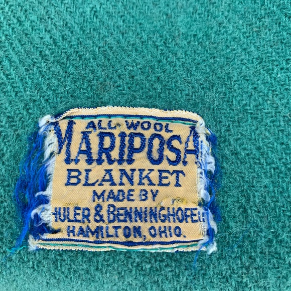 Vintage Mariposa Green 100% Wool Blanket - Picture 7 of 7